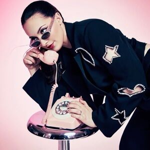 Black Suit Set with Heart & Star Crystal Cut Outs